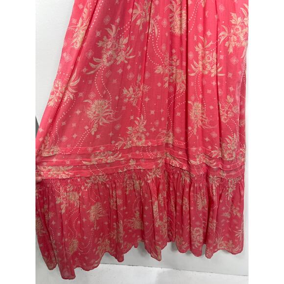 Free People Dress Maxi Golden Hour Smocked Bodice Cotton Pink XS Boho - Picture 8 of 12